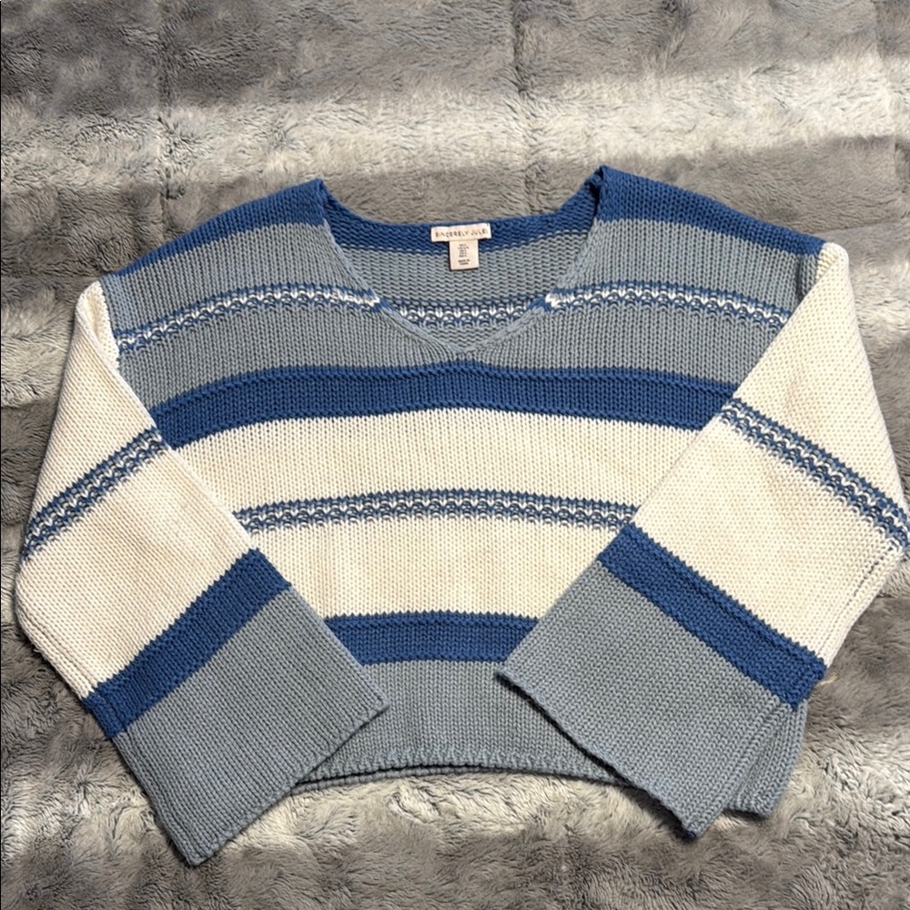 Blue and White Striped Sweater